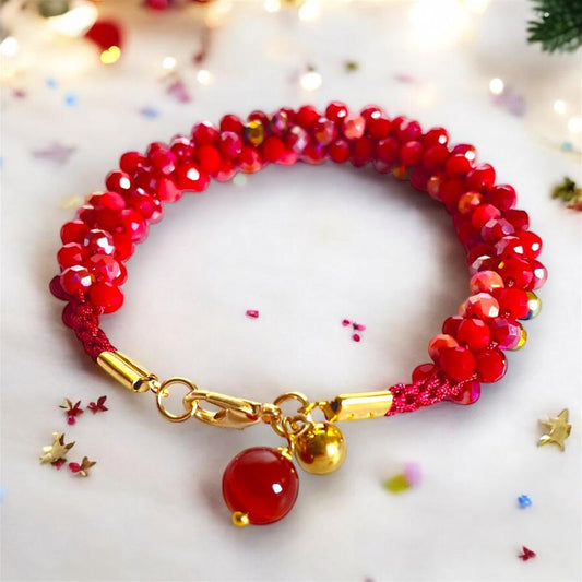 Bracelet kumihimo artisanal rouge - bijoux cielo craft