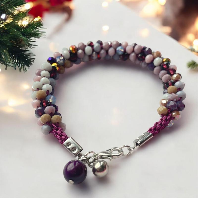 Bracelet kumihimo artisanal violet - bijoux cielo craft