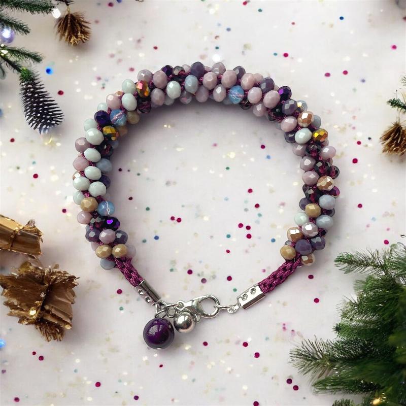 Bracelet kumihimo artisanal violet - bijoux cielo craft