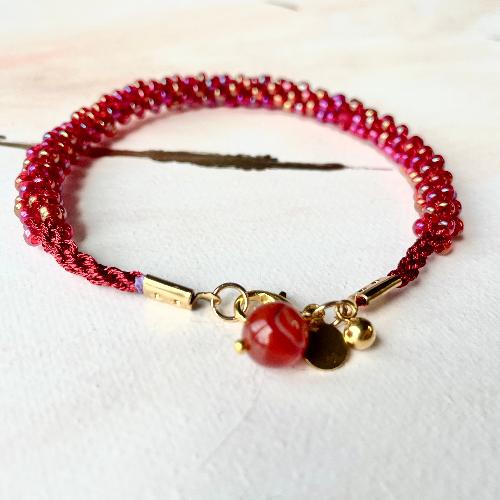 bracelet kumihimo rouge néon bijoux cielo craft