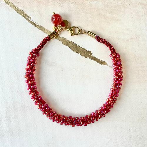 bracelet kumihimo rouge néon 1 bijoux cielo craft