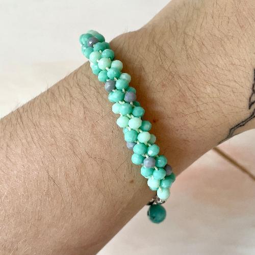 bracelet kumihimo vert d'eau bijoux cielo craft