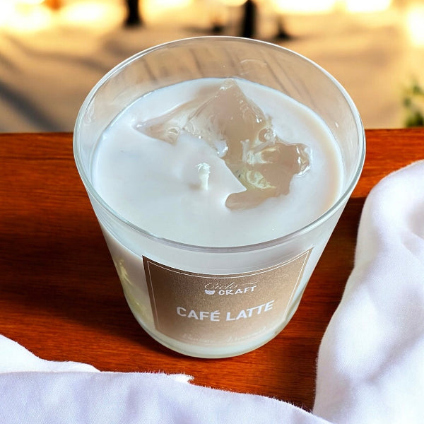 Bougie artisanale trompe l'oeil, café latté - bijoux cielo craft