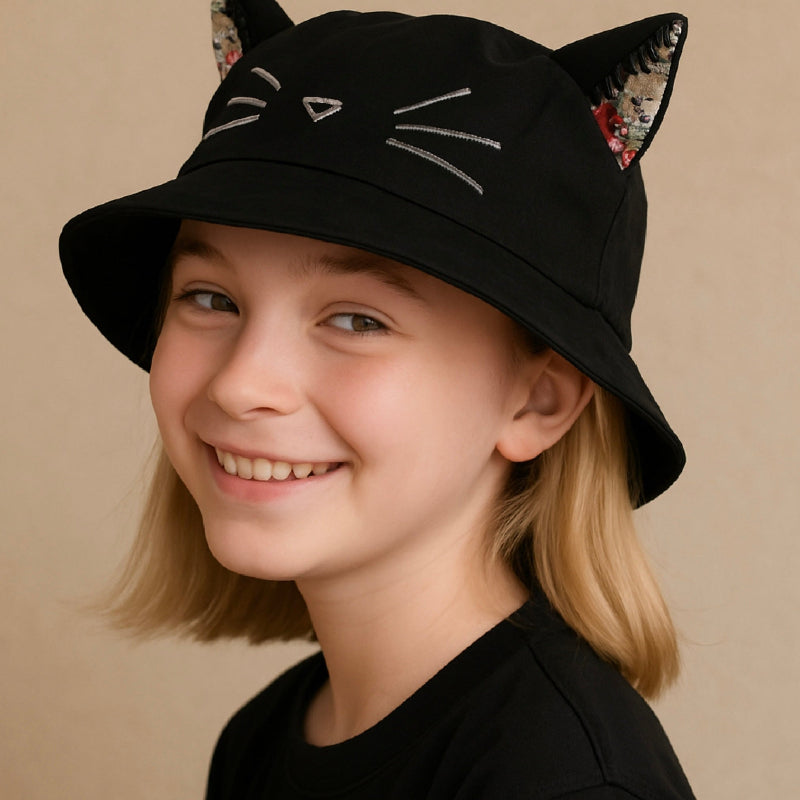 Chapeau avec oreilles de chat noir - bijoux cielo craft