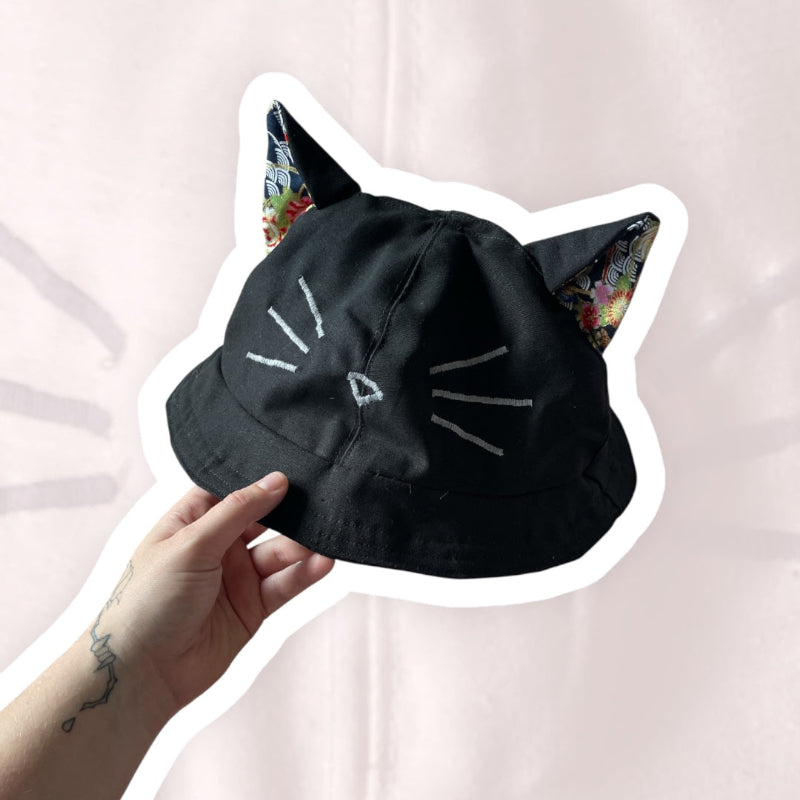 Chapeau avec oreilles de chat noir - bijoux cielo craft