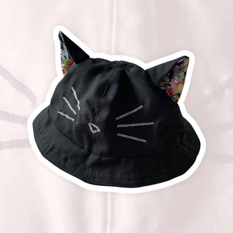 Chapeau avec oreilles de chat noir - bijoux cielo craft