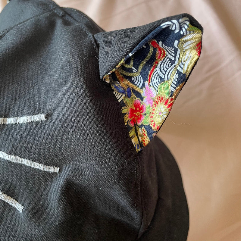 Chapeau avec oreilles de chat noir - bijoux cielo craft