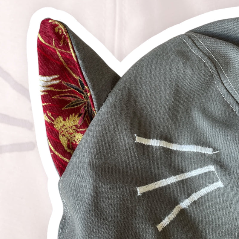 Chapeau avec oreilles de chat gris - bijoux cielo craft