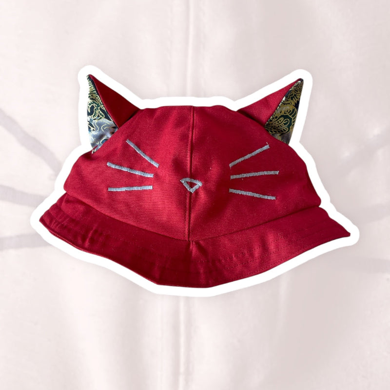 Chapeau avec oreilles de chat rouge - bijoux cielo craft