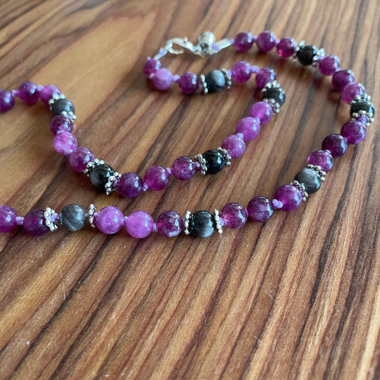 Collier en pierres natutrelles - pierres d'amethyste - bijoux cielo craft