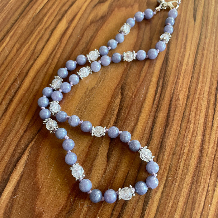 Collier en pierres natutrelles - pierres d'angélite - bijoux cielo craft