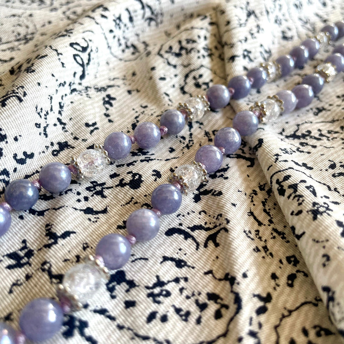 Collier en pierres natutrelles - pierres d'angélite - bijoux cielo craft