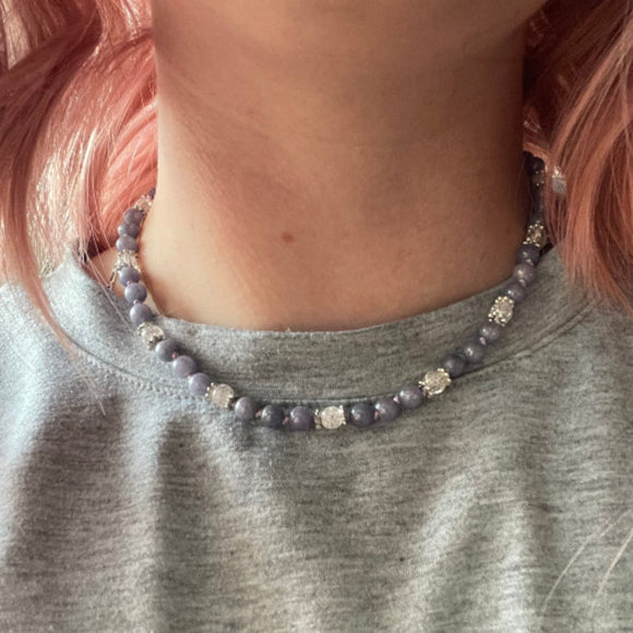 Collier en pierres natutrelles - pierres d'angélite - bijoux cielo craft