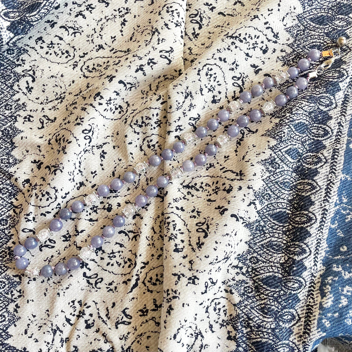 Collier en pierres natutrelles - pierres d'angélite - bijoux cielo craft