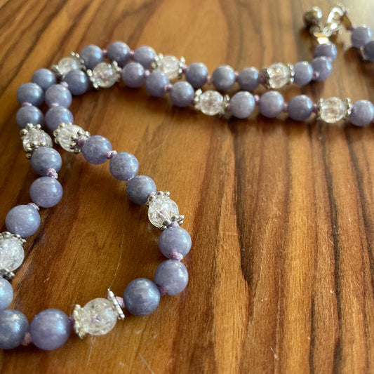 Collier en pierres natutrelles - pierres d'angélite - bijoux cielo craft