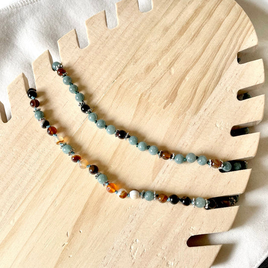Collier en pierres natutrelles - pierres de jaspe et jade birman - bijoux cielo craft