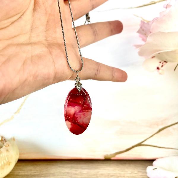 chaine avec pendentif rubis ovale - bijoux cielo craft
