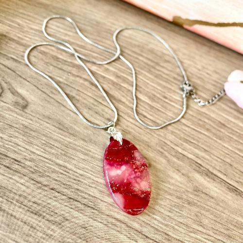 chaine avec pendentif rubis ovale - bijoux cielo craft