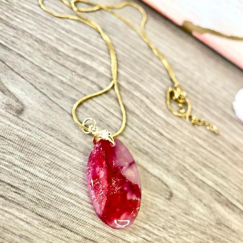 chaine avec pendentif rubis ovale - bijoux cielo craft