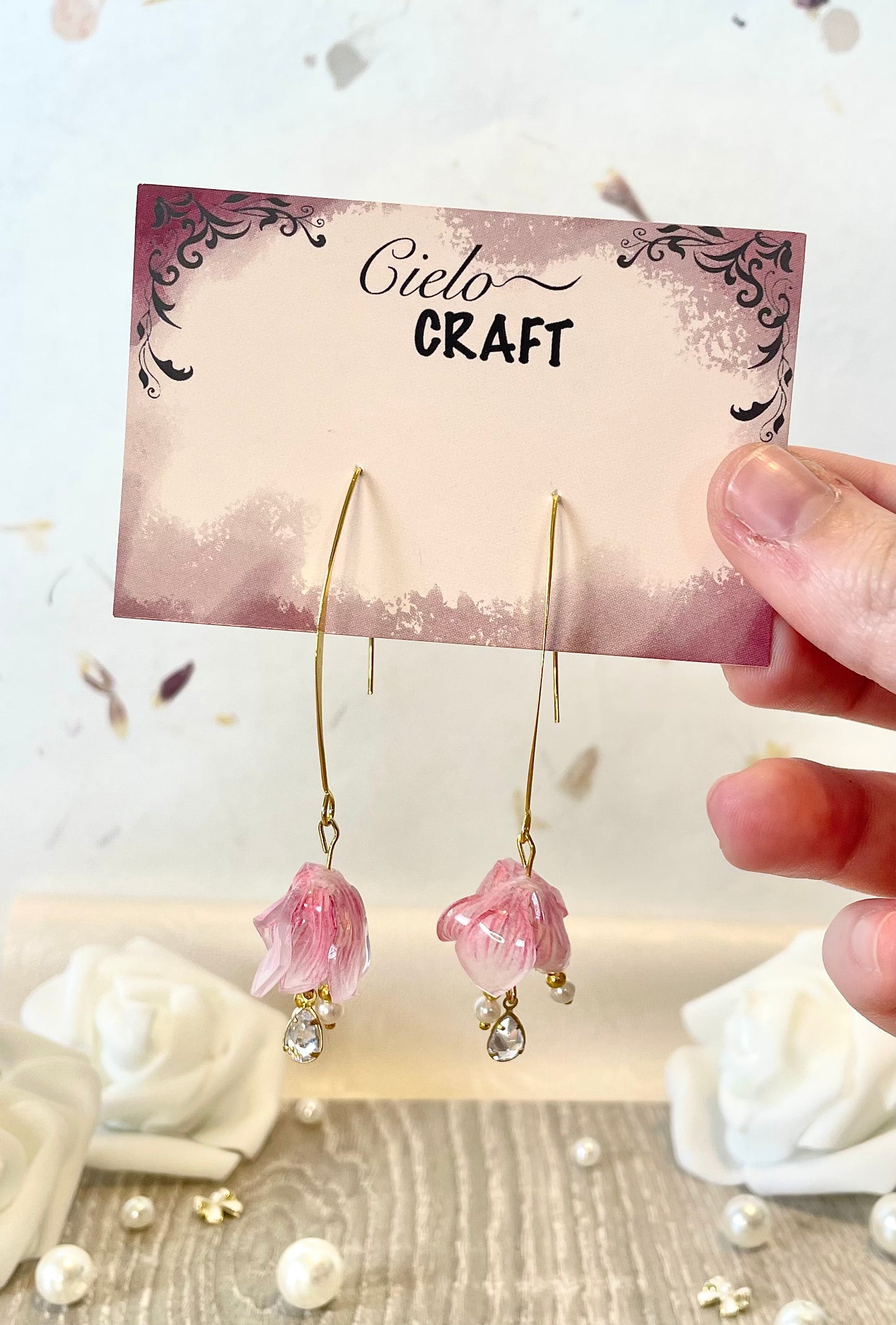 Boucles d'oreilles fleurs pendantes ~