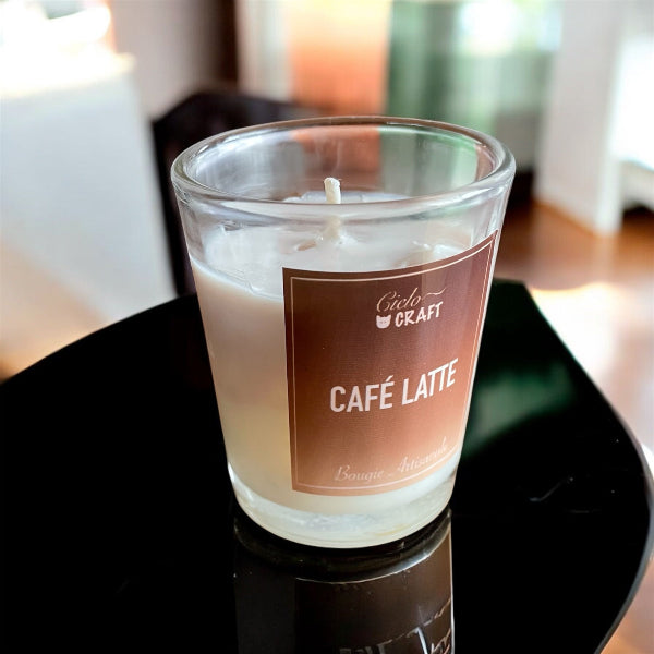 Bougie artisanale trompe l'oeil, café latté - bijoux cielo craft