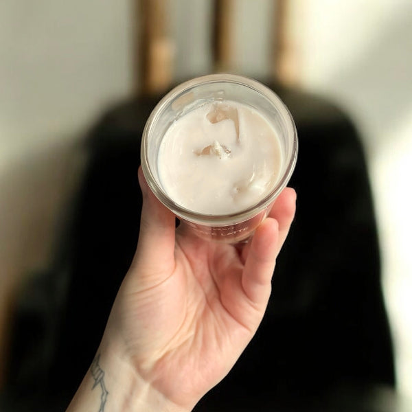 Bougie artisanale trompe l'oeil, café latté - bijoux cielo craft