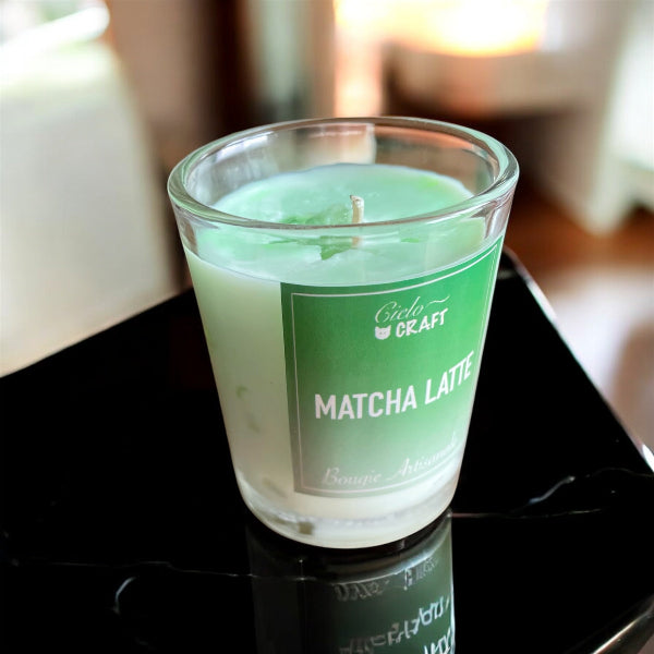 Bougie artisanale trompe l'oeil, matcha latté - bijoux cielo craft