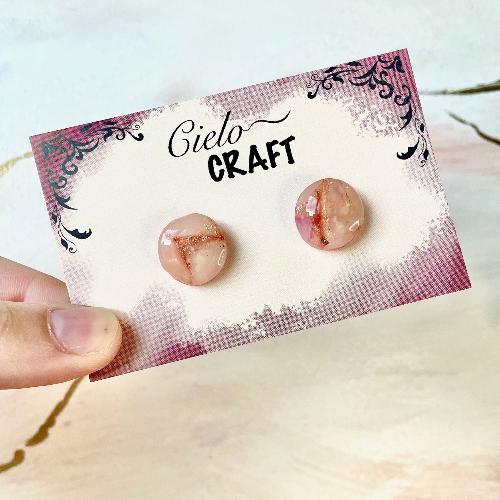 Boucles d'oreilles en puces rondes - marbre corail - bijoux cielo craft