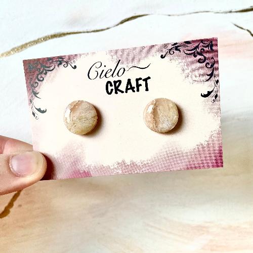 Boucles d'oreilles en puces rondes effet marbré ivoire bijoux cielo craft