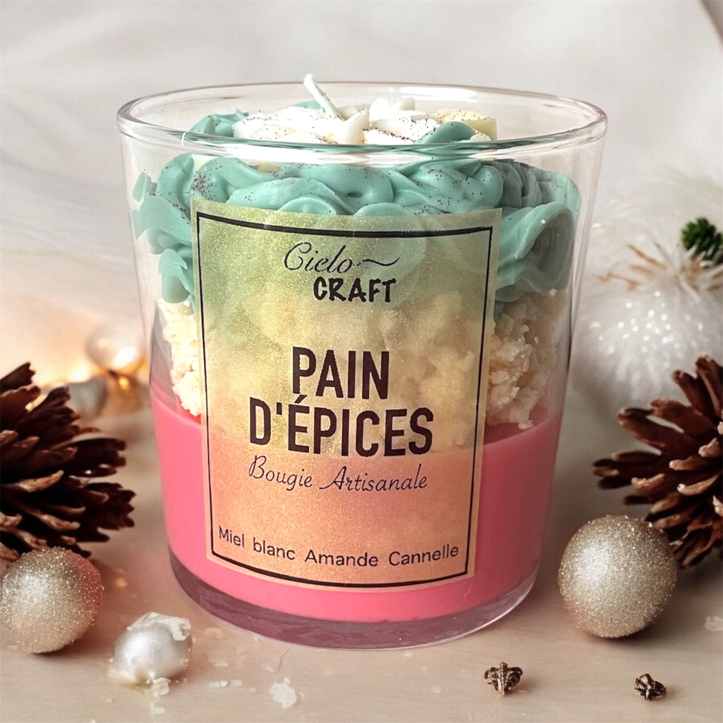 Bougie artisanale de Noël : Pain d’épices ~