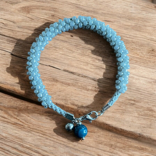 Bracelet kumihimo gris métallique