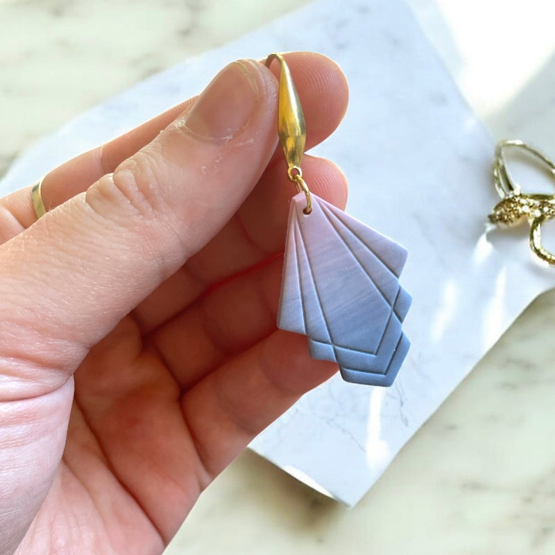 Boucles d'oreilles roses et bleues pendantes - bijoux cielo craft