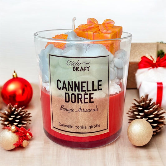 Bougie artisanale de Noël : Cannelle Dorée ~