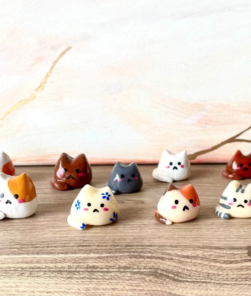 mini cat - petits chats en porcelaine froide - bijoux cielo craft