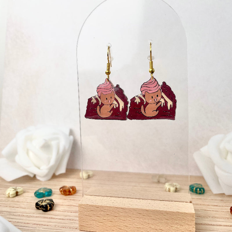 Boucles d'oreilles avec chat brownie bijoux cielo craft