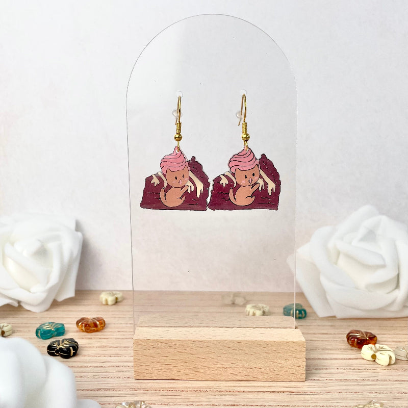 Boucles d'oreilles avec chat brownie bijoux cielo craft