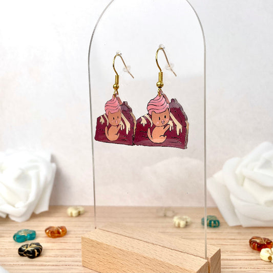 Boucles d'oreilles avec chat brownie bijoux cielo craft