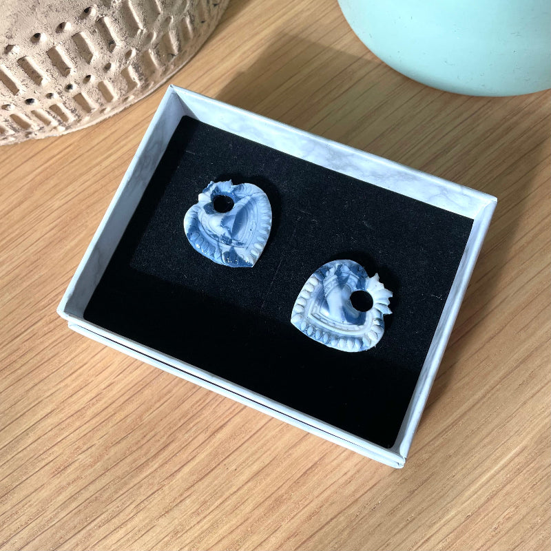 Boucles d'oreilles interchangeables bleues marbrées - Bijoux Cielo Craft