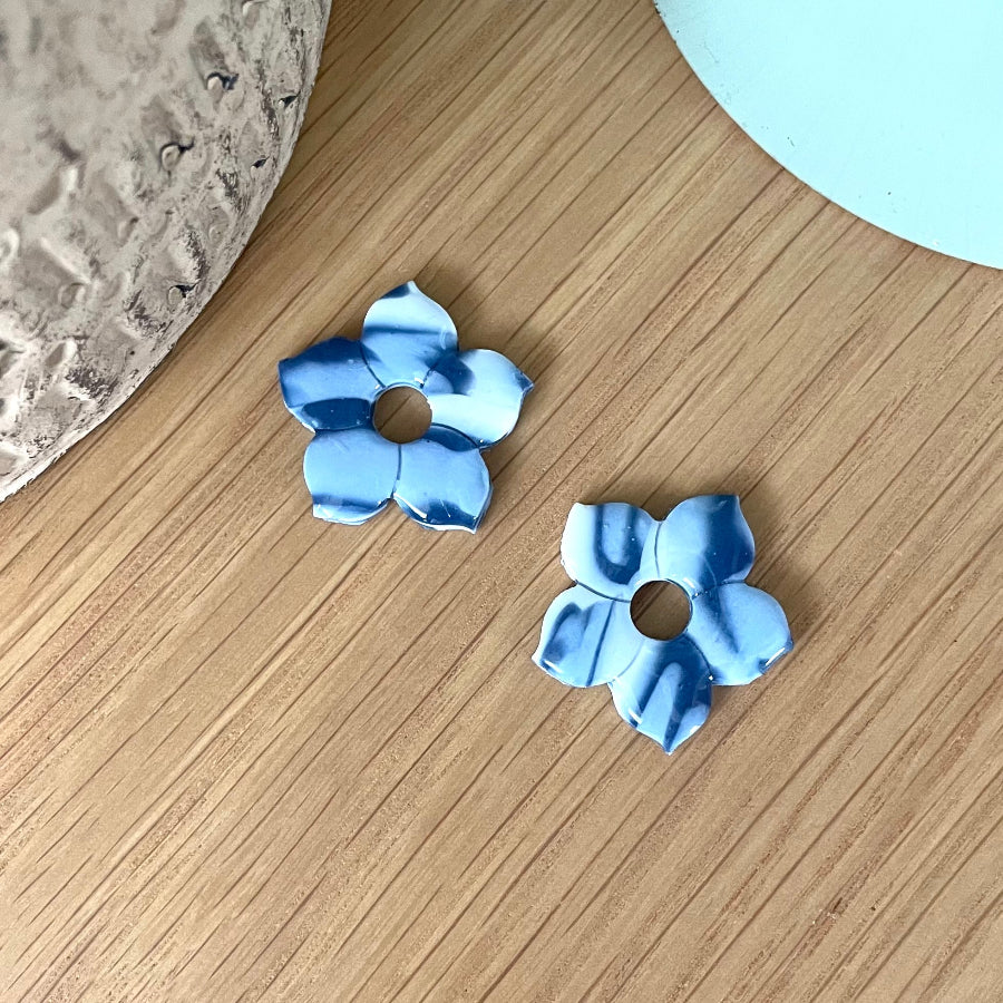 Boucles d'oreilles interchangeables bleues marbrées - Bijoux Cielo Craft