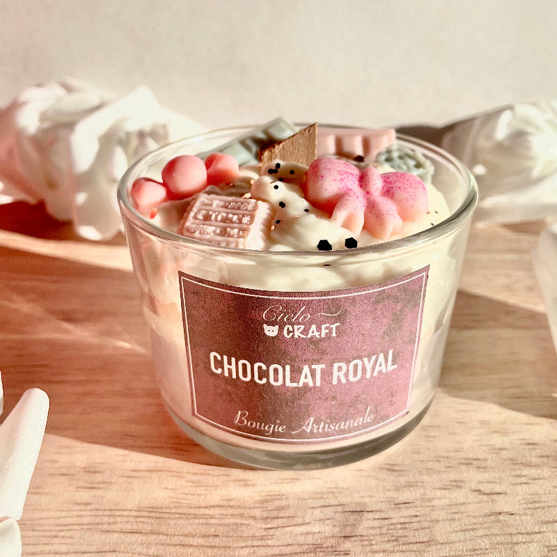 bougie artisanale chocolat royal - bijoux cielo craft