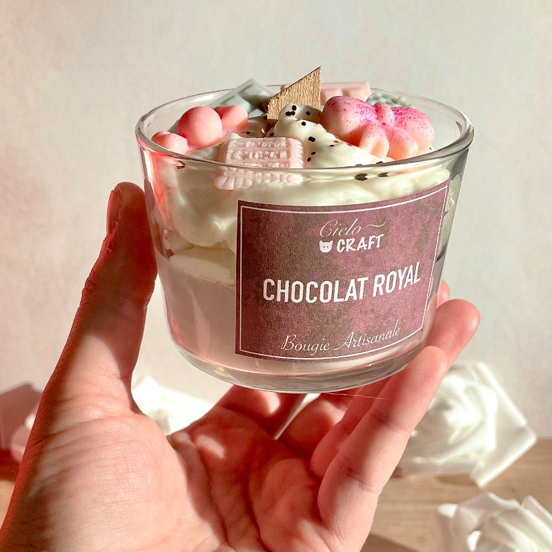 bougie artisanale chocolat royal - bijoux cielo craft