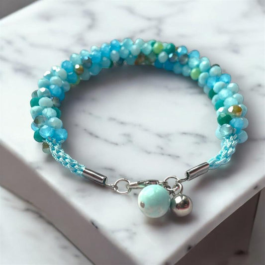 Bracelet kumihimo artisanal bleu clair- bijoux cielo craft
