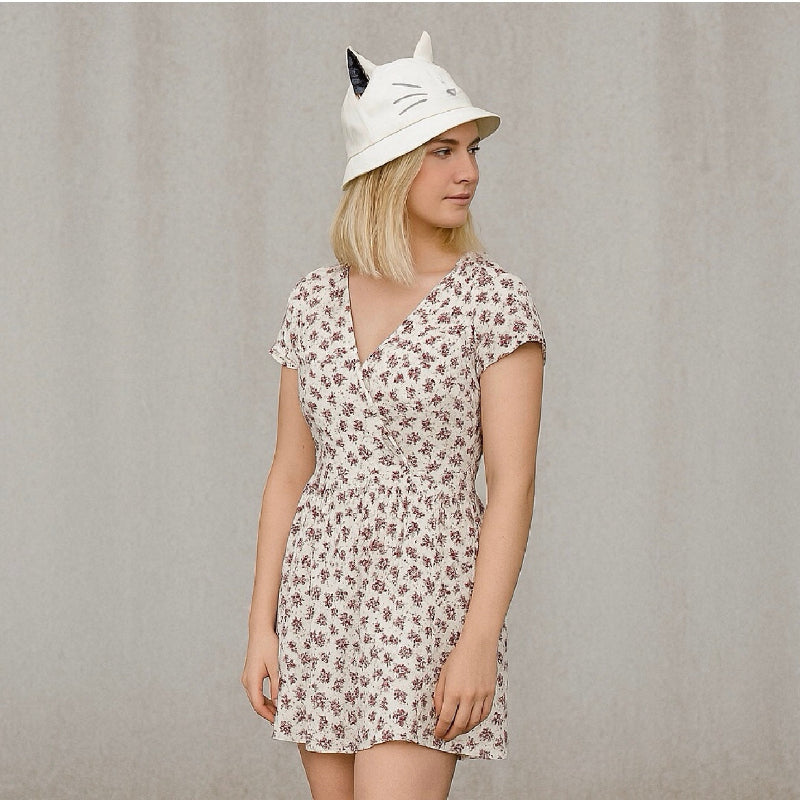 Chapeau avec oreilles de chat blanc - bijoux cielo craft