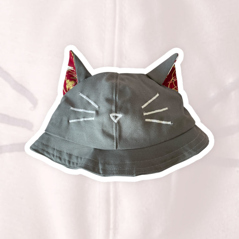 Chapeau avec oreilles de chat gris - bijoux cielo craft