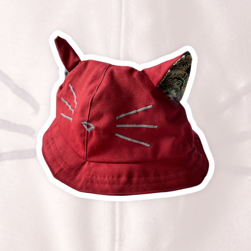 Chapeau avec oreilles de chat rouge - bijoux cielo craft