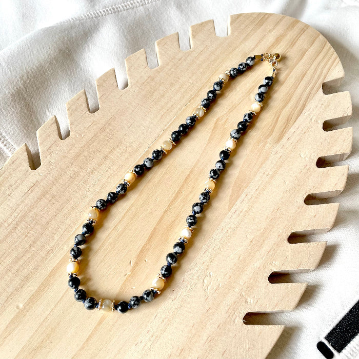 Collier en pierres natutrelles - pierres de rhyolite et pierres du soleil - bijoux cielo craft