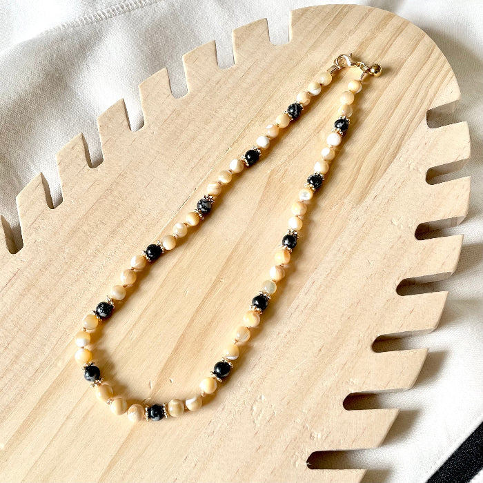 Collier en pierres natutrelles - pierres de rhyolite et pierres du soleil - bijoux cielo craft