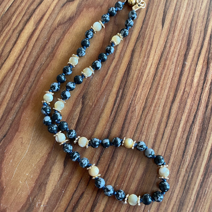 Collier en pierres natutrelles - pierres de rhyolite et pierres du soleil - bijoux cielo craft