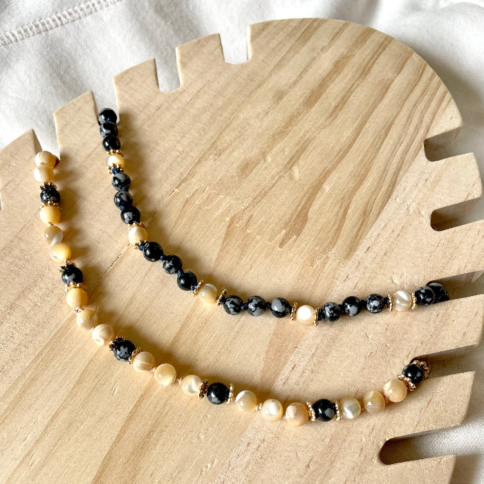 Collier en pierres natutrelles - pierres de rhyolite et pierres du soleil - bijoux cielo craft