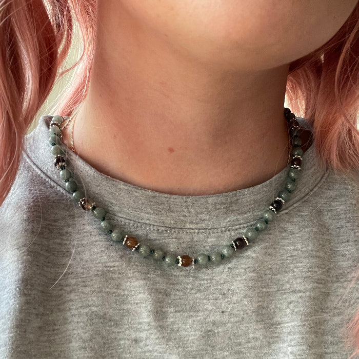 Collier en pierres natutrelles - pierres de jaspe et jade birman - bijoux cielo craft